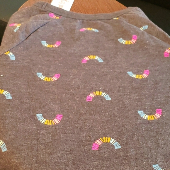 Cat & Jack Gray Think Long Sleeve Shirt w/Rainbows & Yellow Cuffs Size L (10-12) - Picture 4 of 8